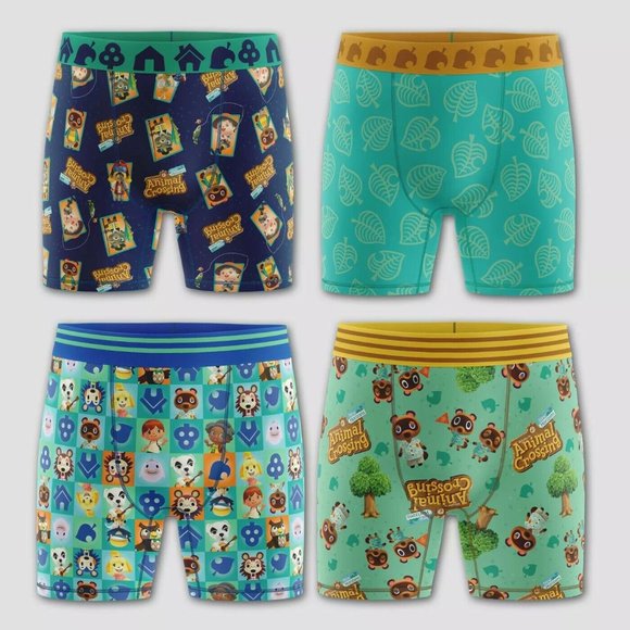 Nintendo Boys Animal Crossing Underwear Multipacks 4 Boxer Briefs NEW In Package - Picture 1 of 4